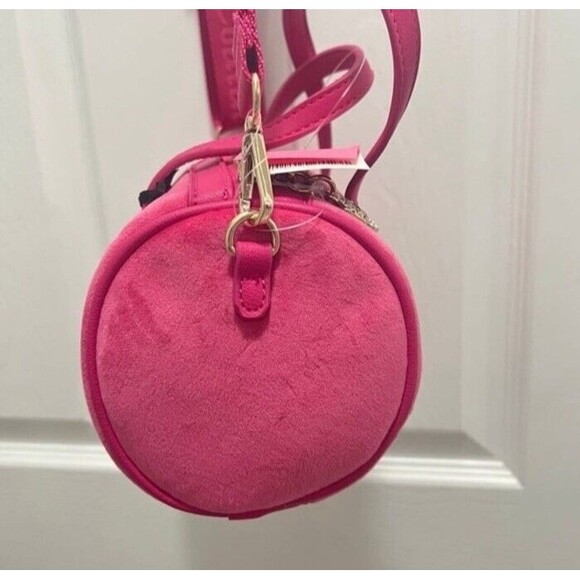 Out of stock Queen Of Everything Pink Velour Mini Barrel Purse Crossbody bag - Picture 9 of 9